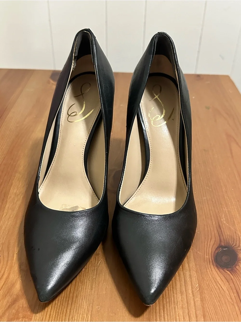 Sam Edelman Vienna Italian Leather Pointy Black Pumps